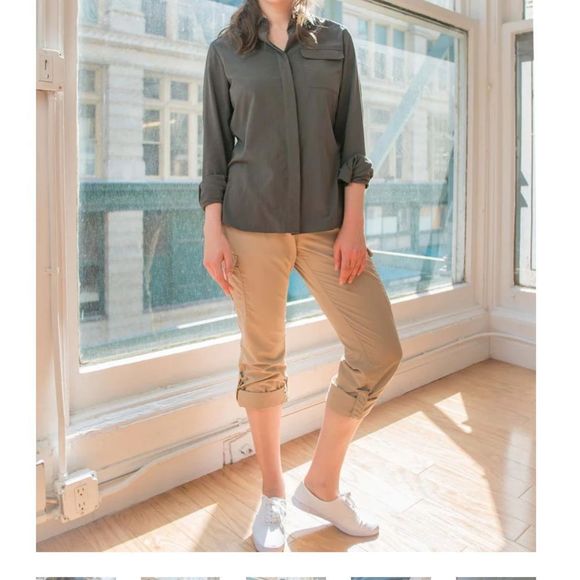 SET of 2 Pairs of Clothing Arts Pocket Proof Travel Pants in Green/khaki sz 8 - Picture 3 of 16